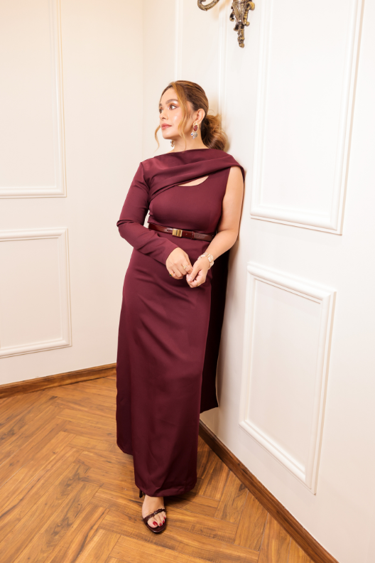 Bordeaux Drape Dress