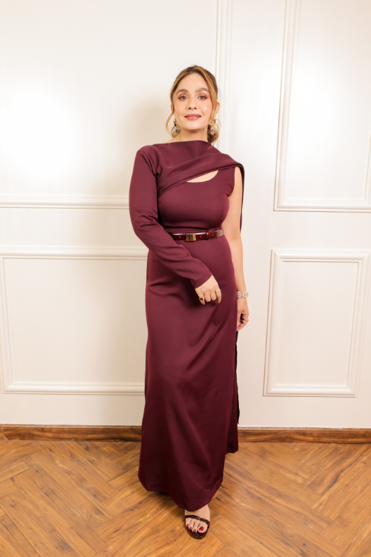 Bordeaux Drape Dress