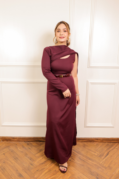 Bordeaux Drape Dress